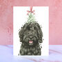 Black Cockapoo Mistletoe Christmas Card, thumbnail 1 of 2