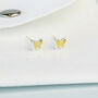 Sterling Silver And Gold Tiny Butterfly Stud Earrings, thumbnail 4 of 5