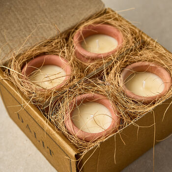 Handmade Terracotta Dalit Candles Box Of Four | Vishal, 3 of 3