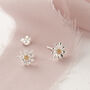 Daisy Sterling Silver And Gold Dainty Flower Studs, Floral Earrings Gift For Her, Bridesmaid Gift, Mother's Day Gift, thumbnail 2 of 12