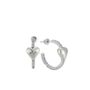 Hoop Heart Pave Sterling Silver Earring, thumbnail 4 of 4
