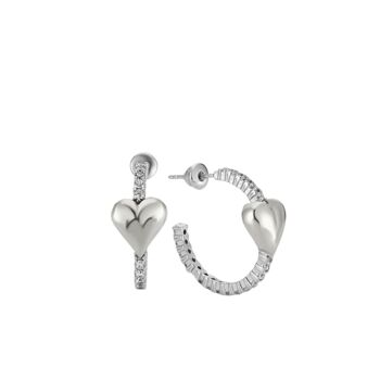 Hoop Heart Pave Sterling Silver Earring, 4 of 4
