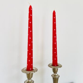 Pair Of Red And Pink Heart Candles, 2 of 6