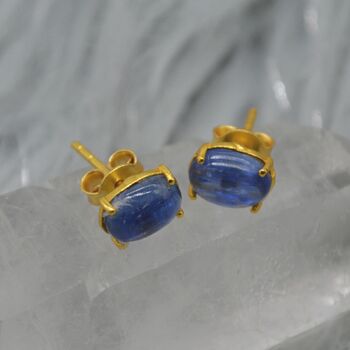 Kyanite Stud Earrings: Sterling Silver Or Gold, 2 of 6