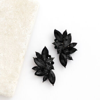 Black Leaf Crystal Stud Earrings, 2 of 3