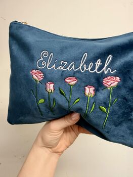 Personalised Velvet Roses Make Up Bag, 2 of 4
