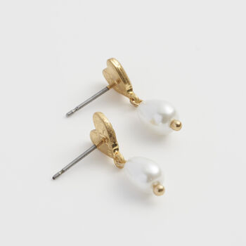 Forget Me Not Heart And Pearl Earrings, 7 of 12