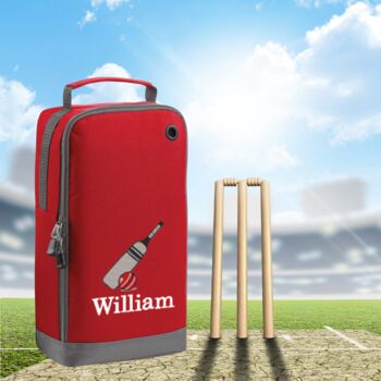 Personalised Embroidered Cricket Shoe Bag With Embroidered Name And Motif, 8 of 10