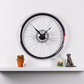 Handmade Racing Bike Wheel Clock With Brake Disc Large, 5 of 8