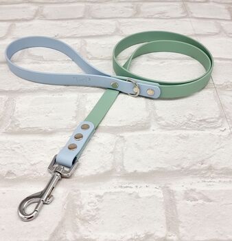 Waterproof Dog Collar And Lead Set Sage/Pastel Blue, 3 of 3