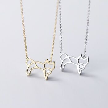 Sterling Silver Cat Pendant Necklace, 2 of 6