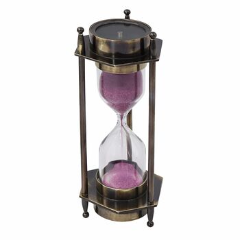 Bronze Hourglass With Pink Sand And Compass, 2 of 9