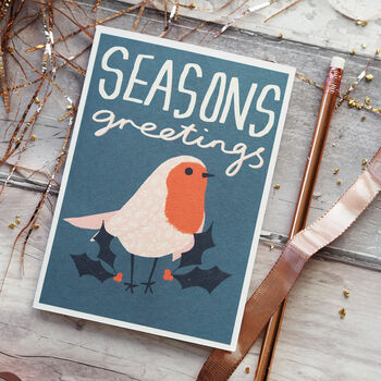 Seasons Greetings Robin Christmas Card, 4 of 4
