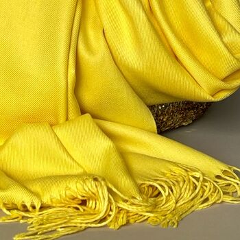 Super Soft Plain Pashmina Style Scarf In Yellow, 3 of 4
