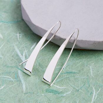 Rose Gold Plated Sterling Silver Curved Drop Earrings, 5 of 8