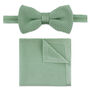 Wedding Handmade Knitted Bow Tie In Sage Green, thumbnail 3 of 5