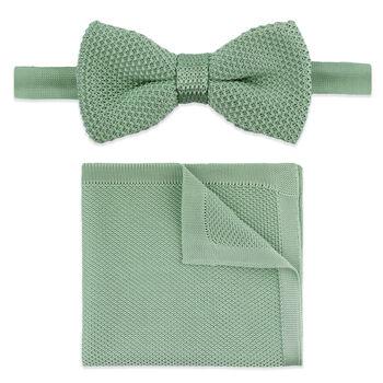Wedding Handmade Knitted Bow Tie In Sage Green, 3 of 5