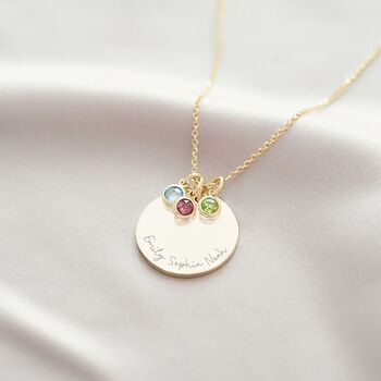 Family Disc Pendant Birthstone Personalised Necklace, 2 of 10
