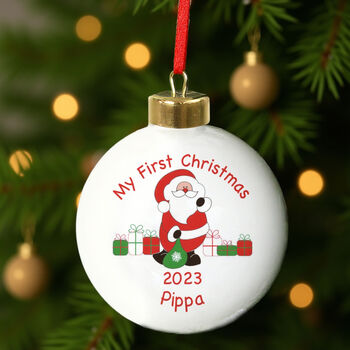 Personalised Santa With Presents Bauble, 3 of 6