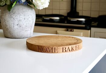 Personalised Oak Circular Bread Board, 3 of 9