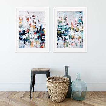 Modern Abstract Art Blue Framed Art Prints Set Of Two By Abstract House