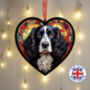 Springer Spaniel Stained Glass Effect Heart Suncatcher, thumbnail 1 of 7