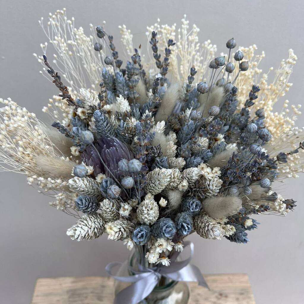 Grey Dried Flower Arrangement With Bunny Tails, 1 of 7