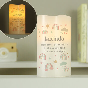Baby Girl Rainbow Night Light LED Candle, 2 of 4