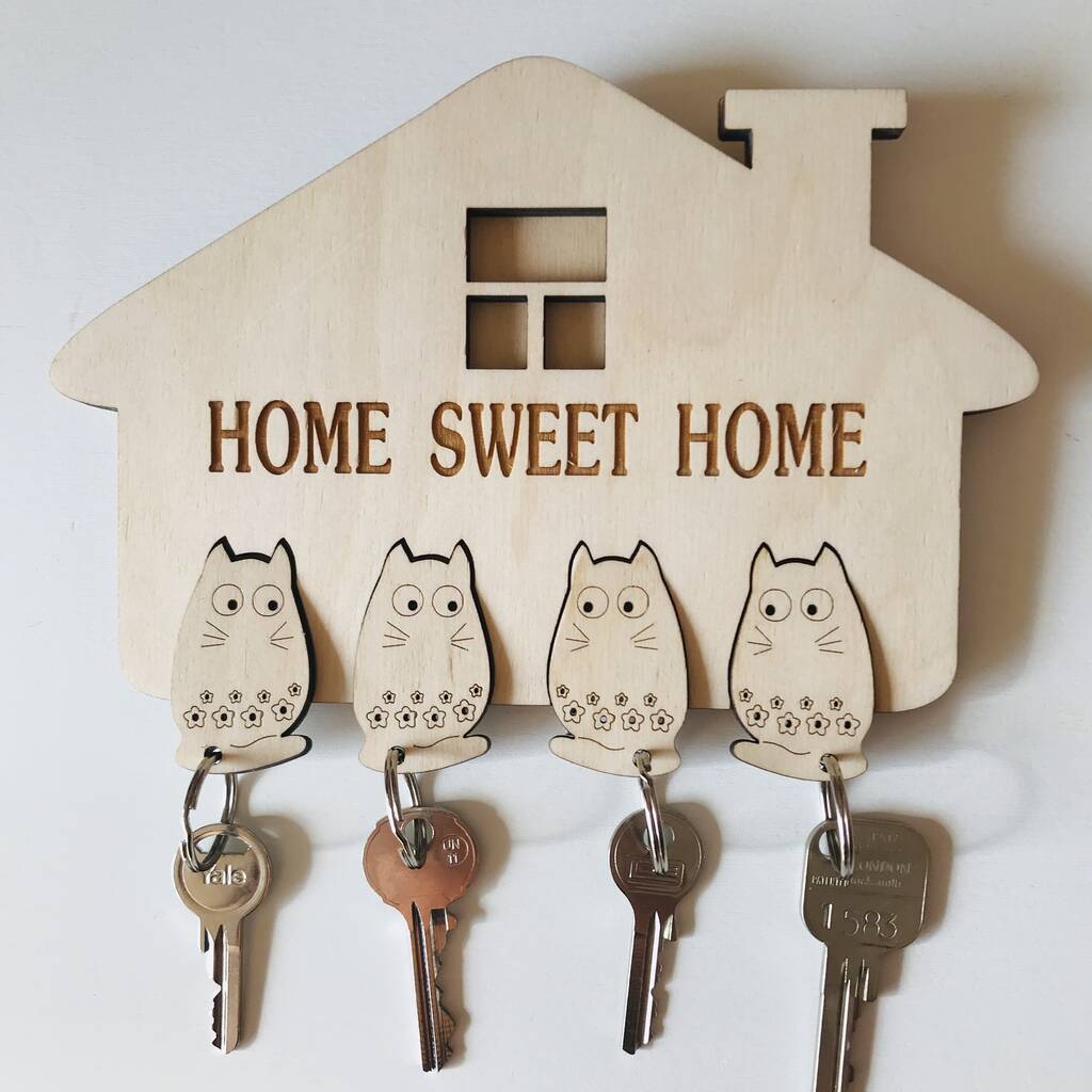 personalised key organiser with cats keyrings by natural gift store ...