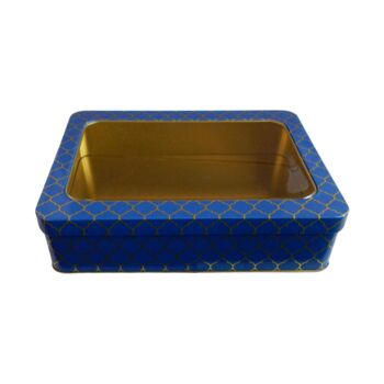Moroccan Gift Tin Box With Window Lid Navy, 2 of 2