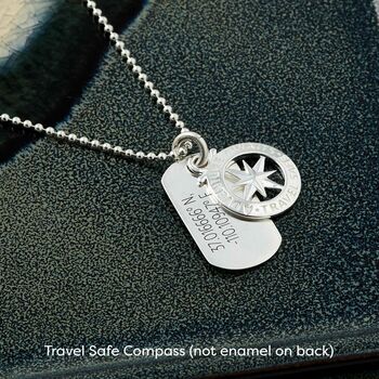 Compass Coordinates Dog Tag Silver Necklace, 6 of 11