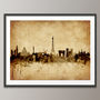 Paris Skyline Cityscape Vintage Art Print, thumbnail 3 of 5