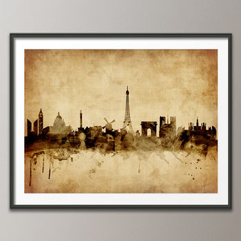Paris Skyline Cityscape Vintage Art Print, 3 of 5