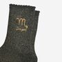 Women's Glitter Socks Black Gold Zodiac Scorpio, thumbnail 3 of 5