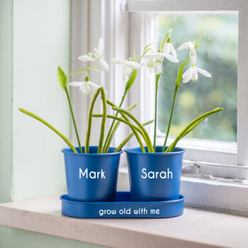 Personalised Metal Blue Double Planter, 4 of 6
