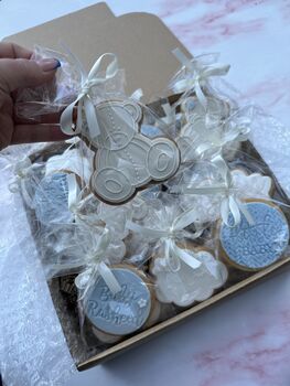 Baby Blue Baby Shower Biscuit Favours, 5 of 11
