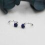 Sterling Silver Genuine Lapis Lazuli Huggie Hoop Earrings, thumbnail 2 of 9