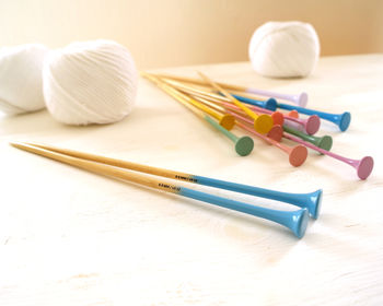 Wooden Knitting Needles Rainbow Dip Painted Set, 4 of 9