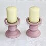 Pair Of Vintage Painted Pink Pillar Candlesticks ~ 23, thumbnail 2 of 2