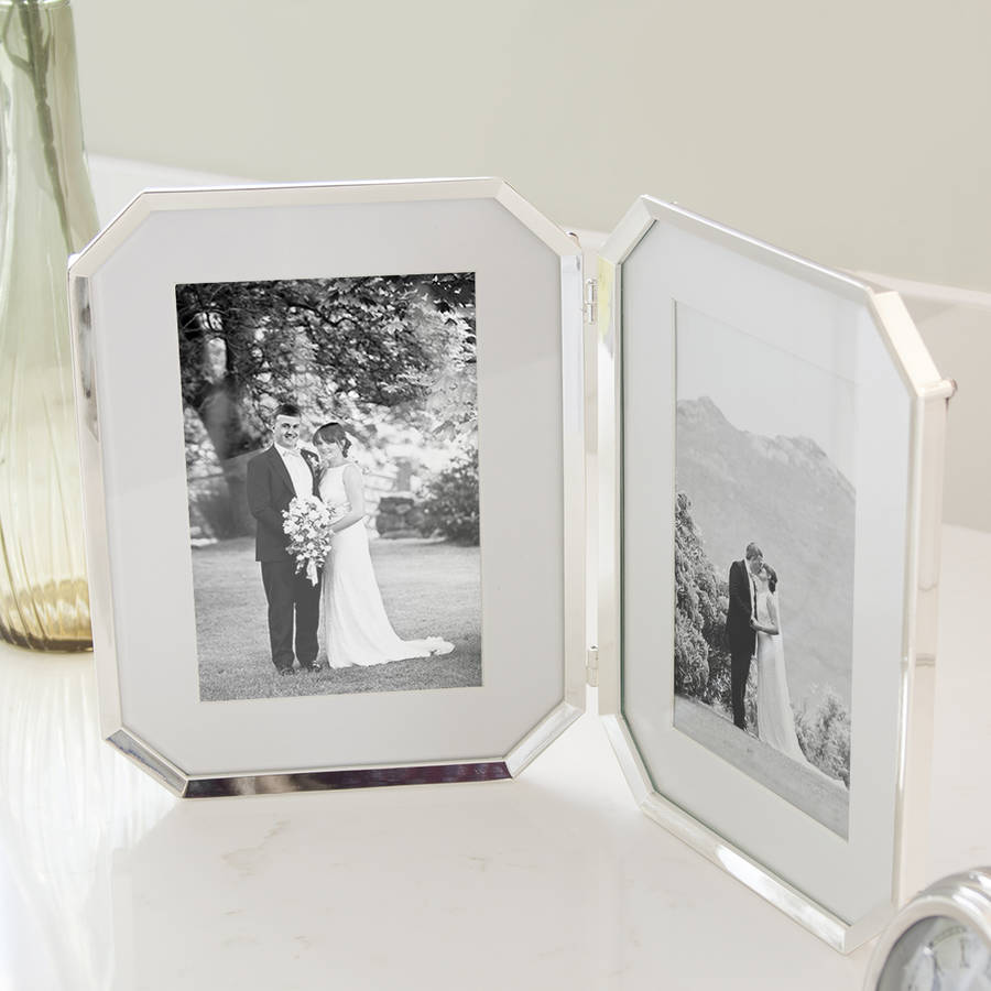 polished nickel hinged double picture frame by jodie byrne