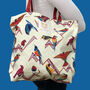 Tropical Birds White Animal Cotton Tote Bag, thumbnail 1 of 5