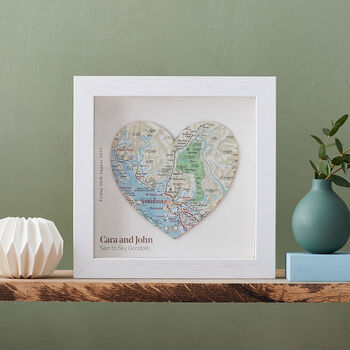 Personalised Map Location Heart Wedding Print Gift, 3 of 12