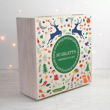 Personalised Festive Woodland Green Christmas Eve Box, 4 of 7