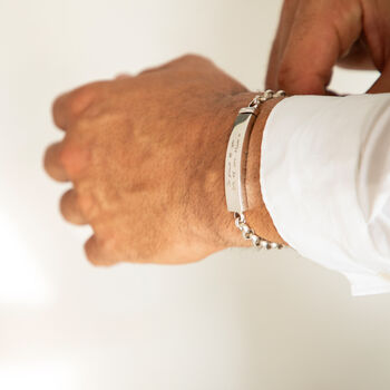 Mens Silver Rolo Bar Bracelet, 4 of 7