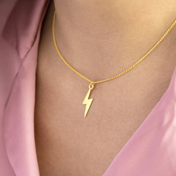 Gold Plated Lightning Bolt Necklace, 3 of 8