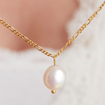 Solitaire Pearl And Gold Plated Chain Pendant Necklace, 4 of 7