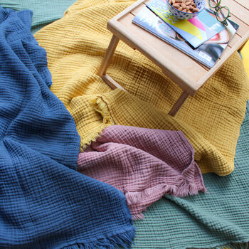 Cotton Muslin Throw, Shawl, Christmas Gift For Couple, 3 of 8