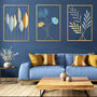 Stylish Blues And Gold Leaf Wall Art Decor, thumbnail 3 of 11