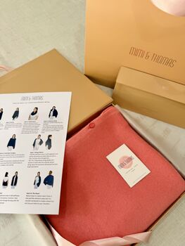 Coral Pink 100% Cashmere Multi Ways Button Poncho Shawl Gift Boxed, 5 of 9
