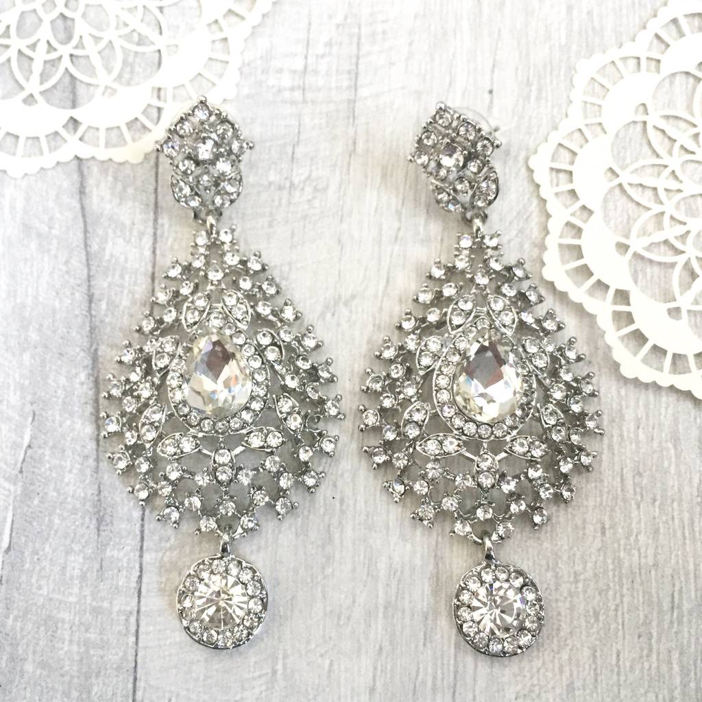 Diamante Chandelier Teardrop Earrings By Isabella Charm Diamante Chandelier Teardrop Earrings